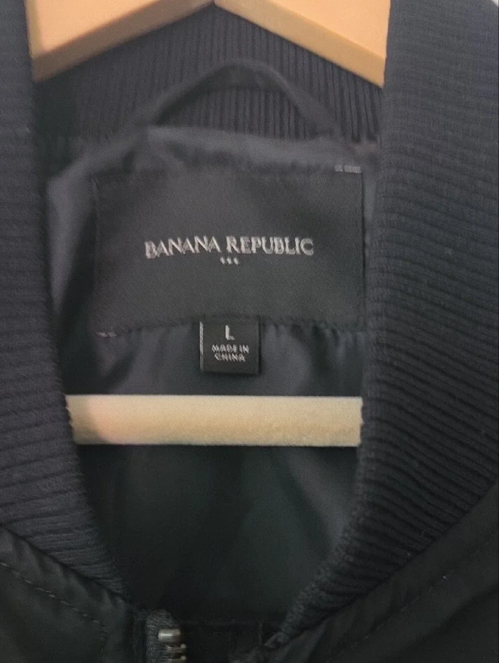 Banana Republic Black Bomber Jacket with Zip Front